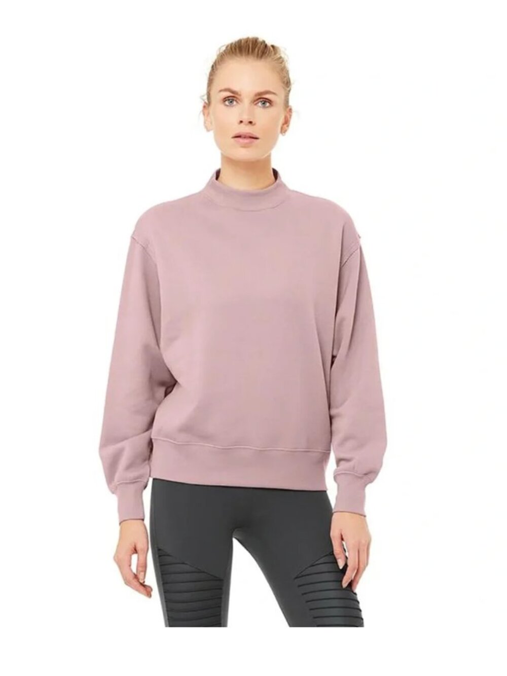 Alo Yoga Mock Neck Mauve Pullover Sweatshirt